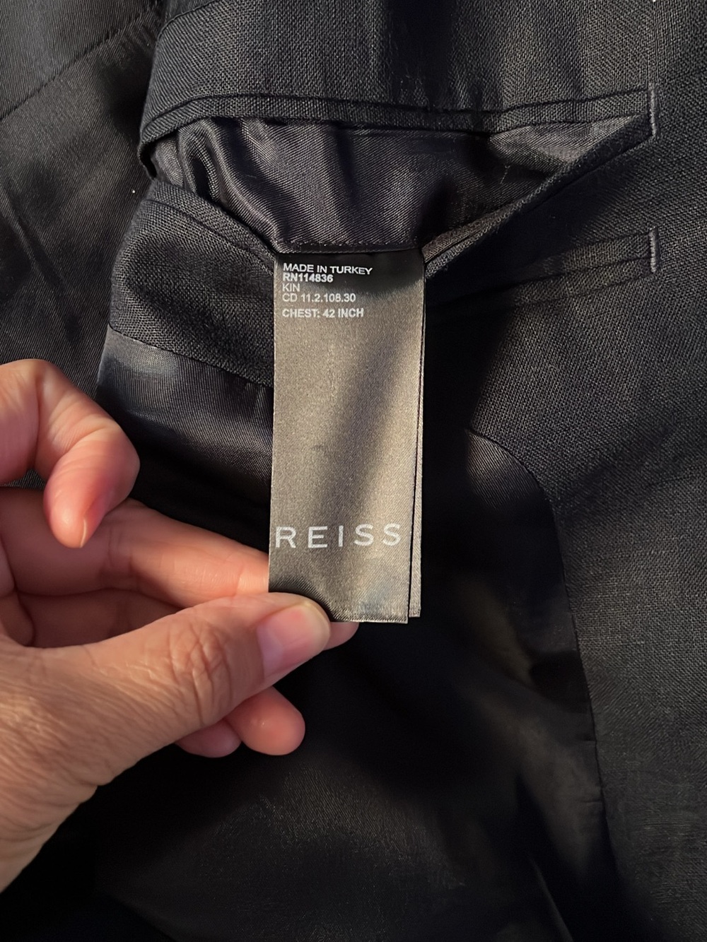 Reiss Black Tailored 100% Lino Jacket with Brand Tag